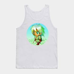 kawaii manga style elf archer in green for dnd and fantasy fans Tank Top